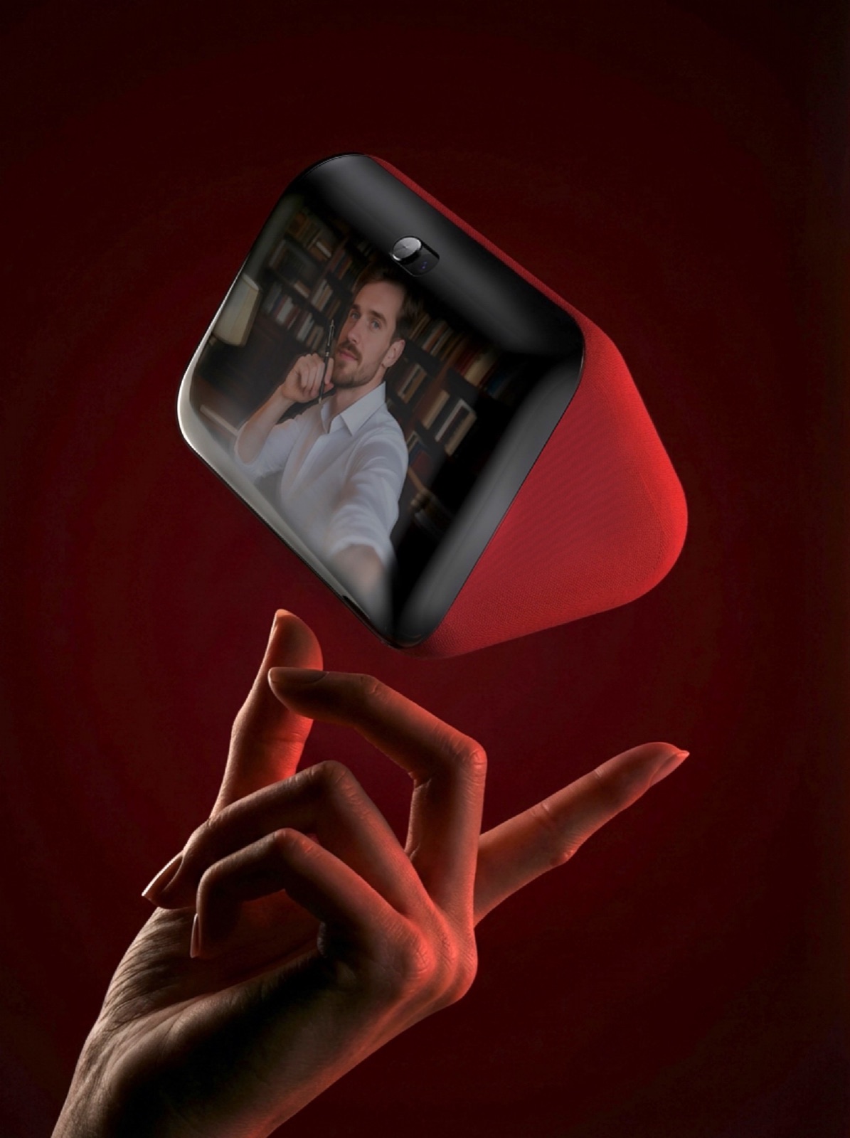 Lovmai product floating above a hand